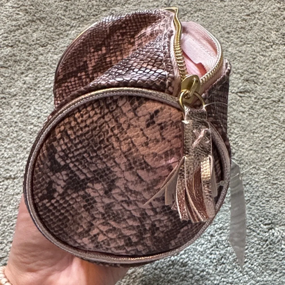 Ulta Beauty Pink and Brown Snake Print Cosmetic Bag
